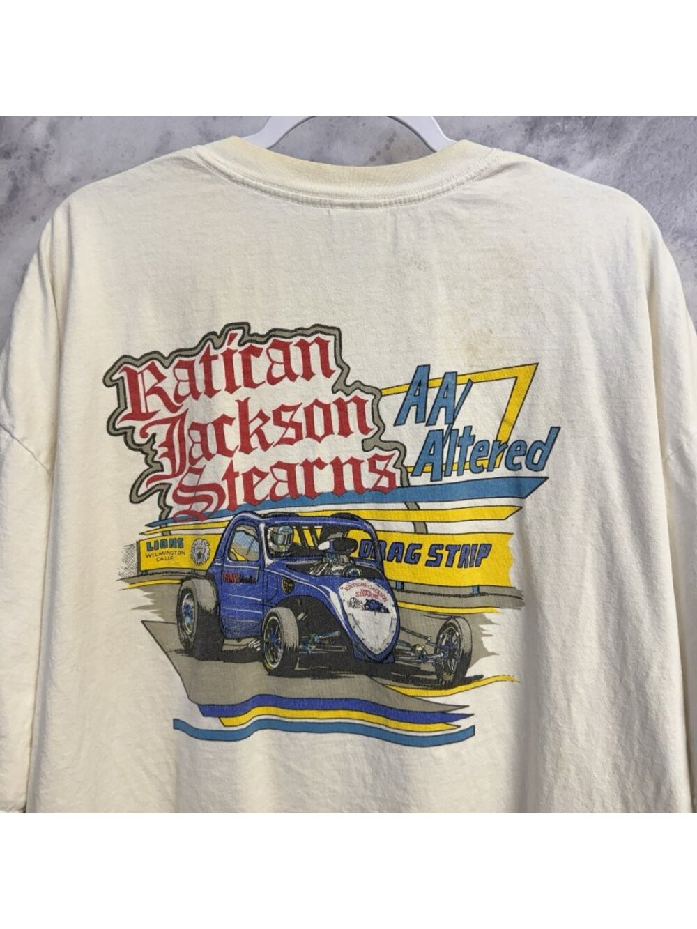 Vintage Ratican Jackson Sterns Drag Racing T Shirt Mens 4XL White Y2K